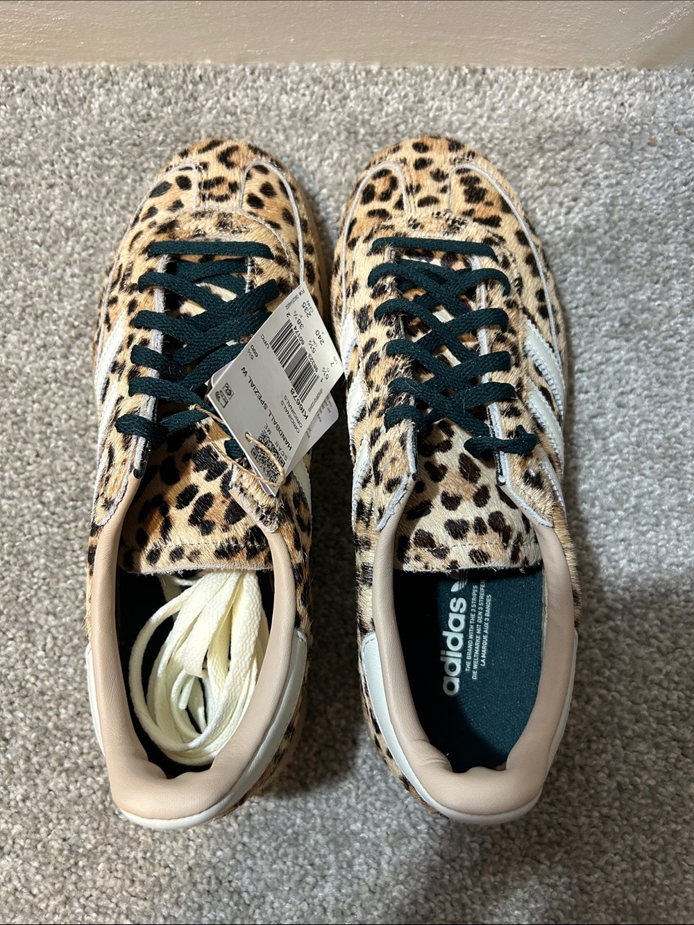 New Adidas Women's Handball Spezial Leopard-Print Sneakers in Beige - Picture 5 of 7